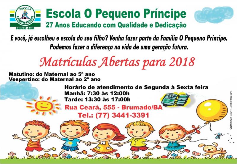 A Escola O Pequeno Príncipe está com matrículas abertas, garanta a vaga do seu filho