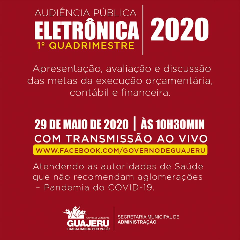 Guajeru: Prefeitura realizará Audiência Pública Eletrônica