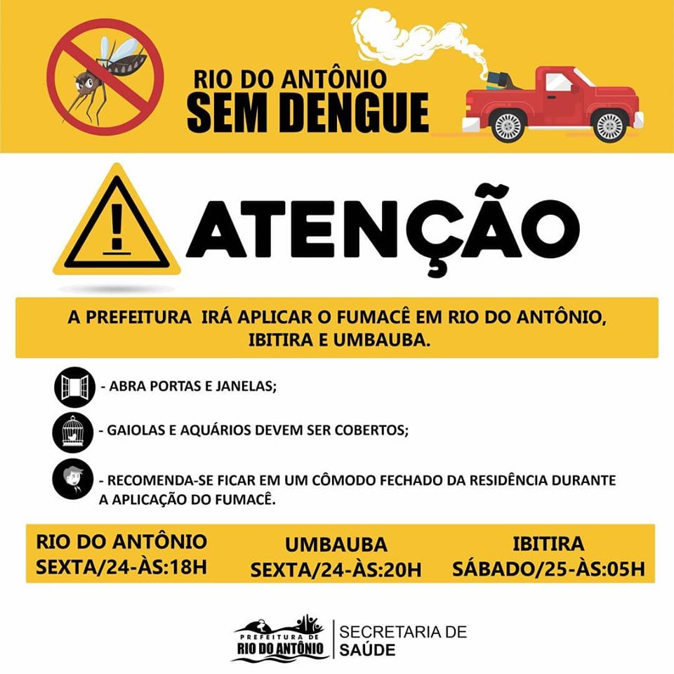 Prefeitura de Rio do Antônio realizará pulverização com 'carro fumacê' na sede e nos distritos; confira a programação