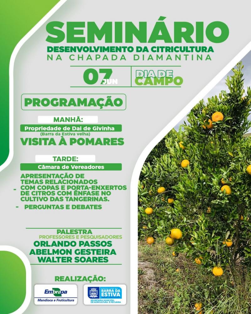 Secretaria de Agricultura e Embrapa realizam Seminário de desenvolvimento da Citricultura em Barra da Estiva