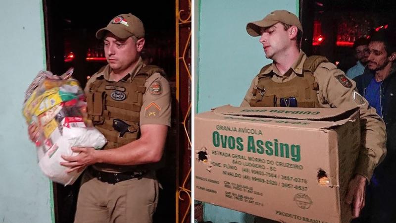 PMs doam cestas básicas a pai com 7 filhos preso por furtar comida; vítima ajuda na doação