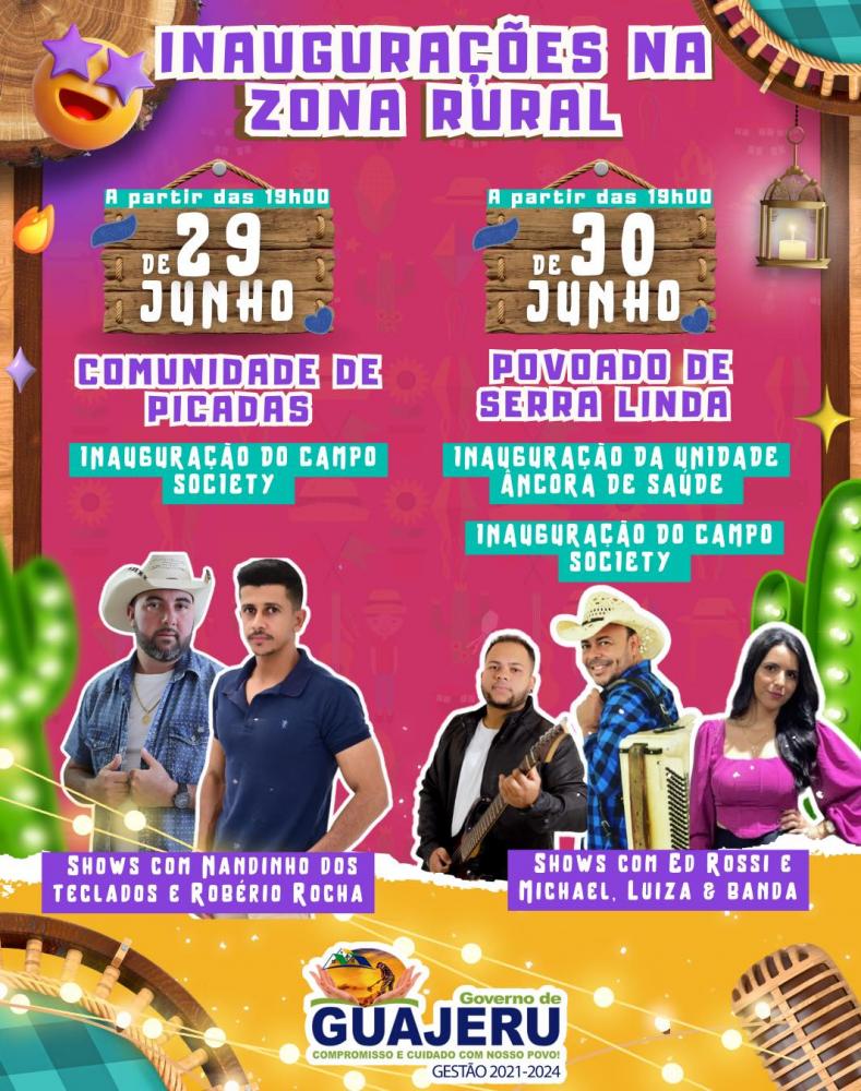 Governo de Guajeru convida população para inaugurações na comunidade de Picadas e no povoado de Serra Preta