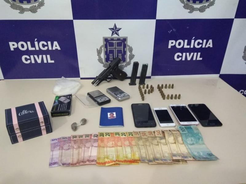 Brumado: Polícia Civil apreende pistola, munição, droga e dinheiro