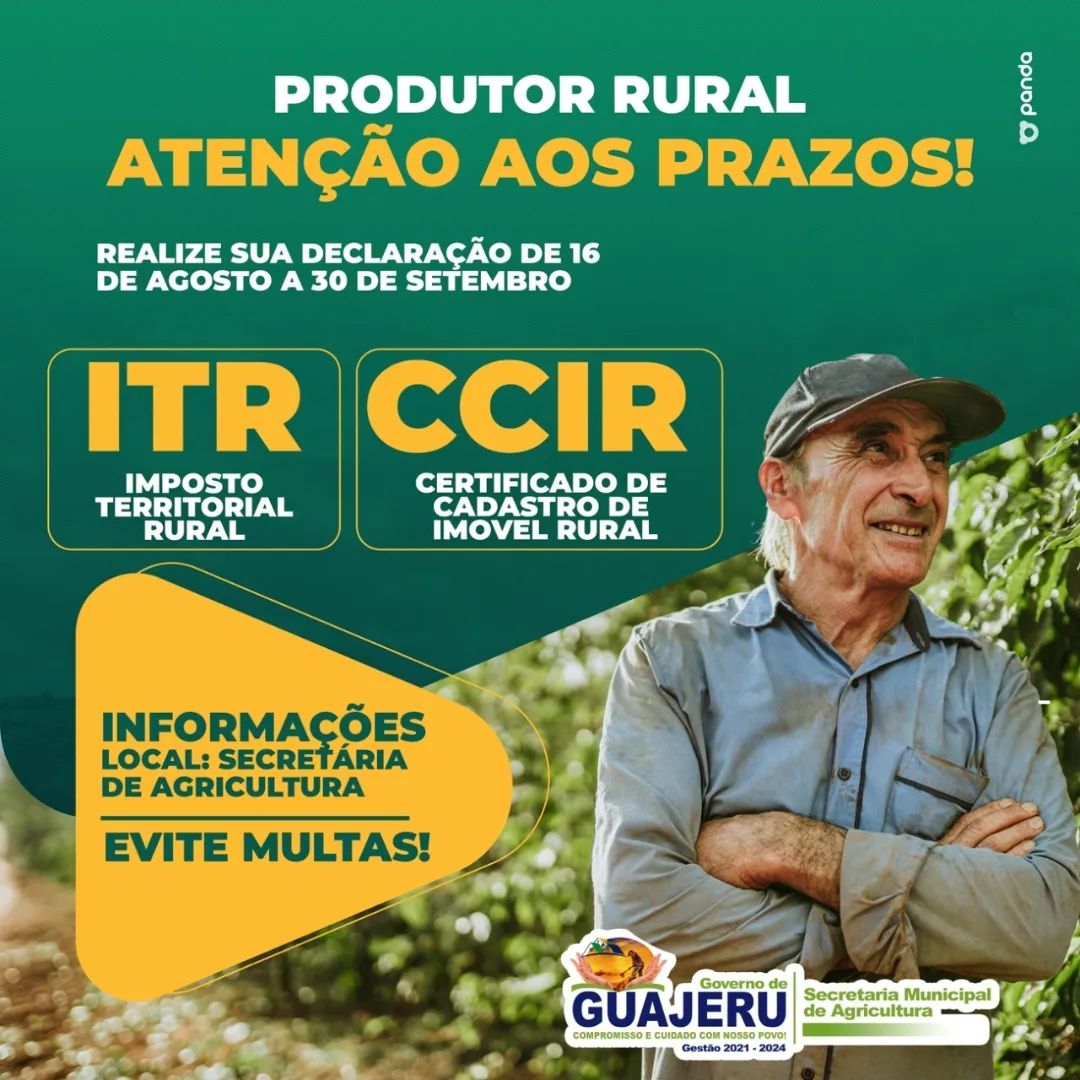 Inscrições para a Declaração do ITR acontecem de 16 a 30 de setembro em Guajeru