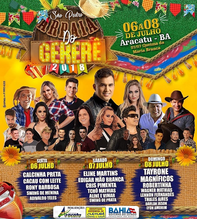 Agora é oficial: Divulgadas as atrações para o Arraiá do Gererê, no São Pedro de Aracatu