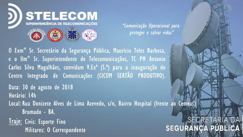 Secretário de Segurança Pública do Estado participará de inauguração  do CICOM em Brumado