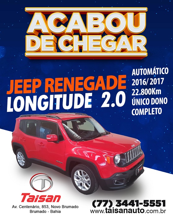 Jeep Renegade Longitude 2.0 acaba de chegar na Taisan Auto em Brumado