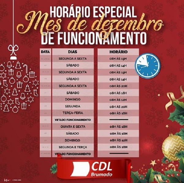 Confira o horário especial para o mês de dezembro no comércio de Brumado
