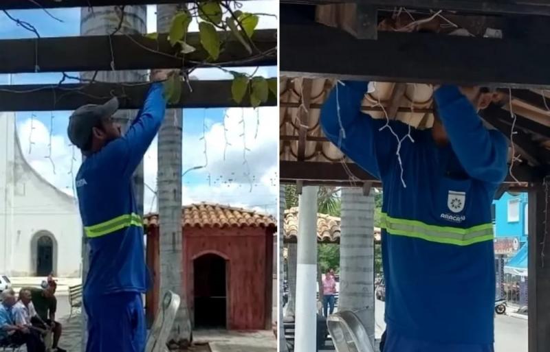 Prefeitura de Aracatu inicia preparativos para decoração de natal