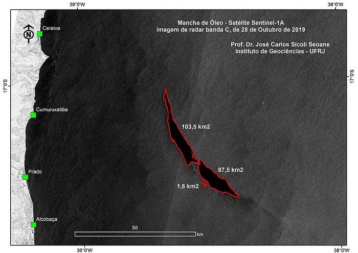 Mancha de óleo de 200 km² é localizada próximo à Bahia, diz pesquisadores