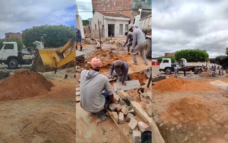 Prefeitura de Tanhaçu realiza manutenção no sistema de esgoto da rua da Rodoviária