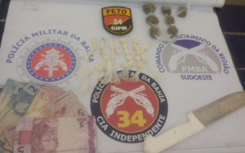 Polícia apreende drogas no Bairro do Mercado em Brumado; uma pessoa foi presa