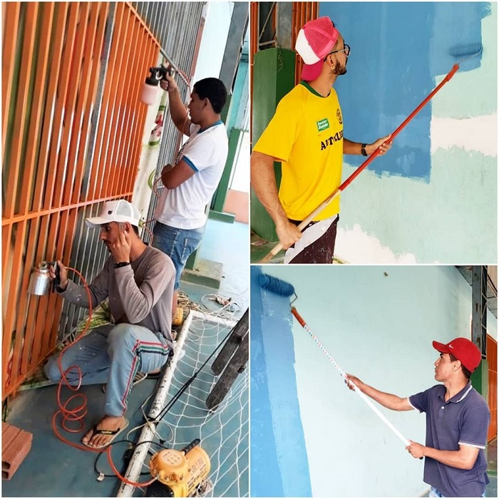 Aracatu: Ginásio de Esportes recebe manutenção, pintura e retoque