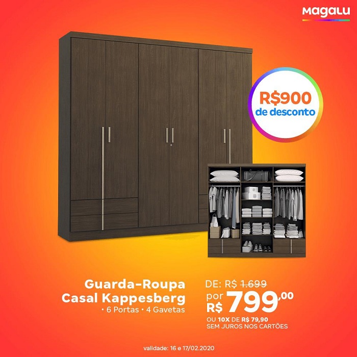 Publicidade: Hoje tem promoção de guarda-roupa no Magazine Luiza de Brumado