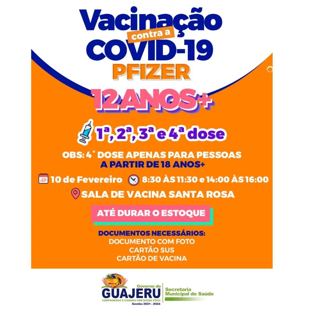 Secretaria de saúde de Guajeru realizará vacinação nesta sexta-feira (10)