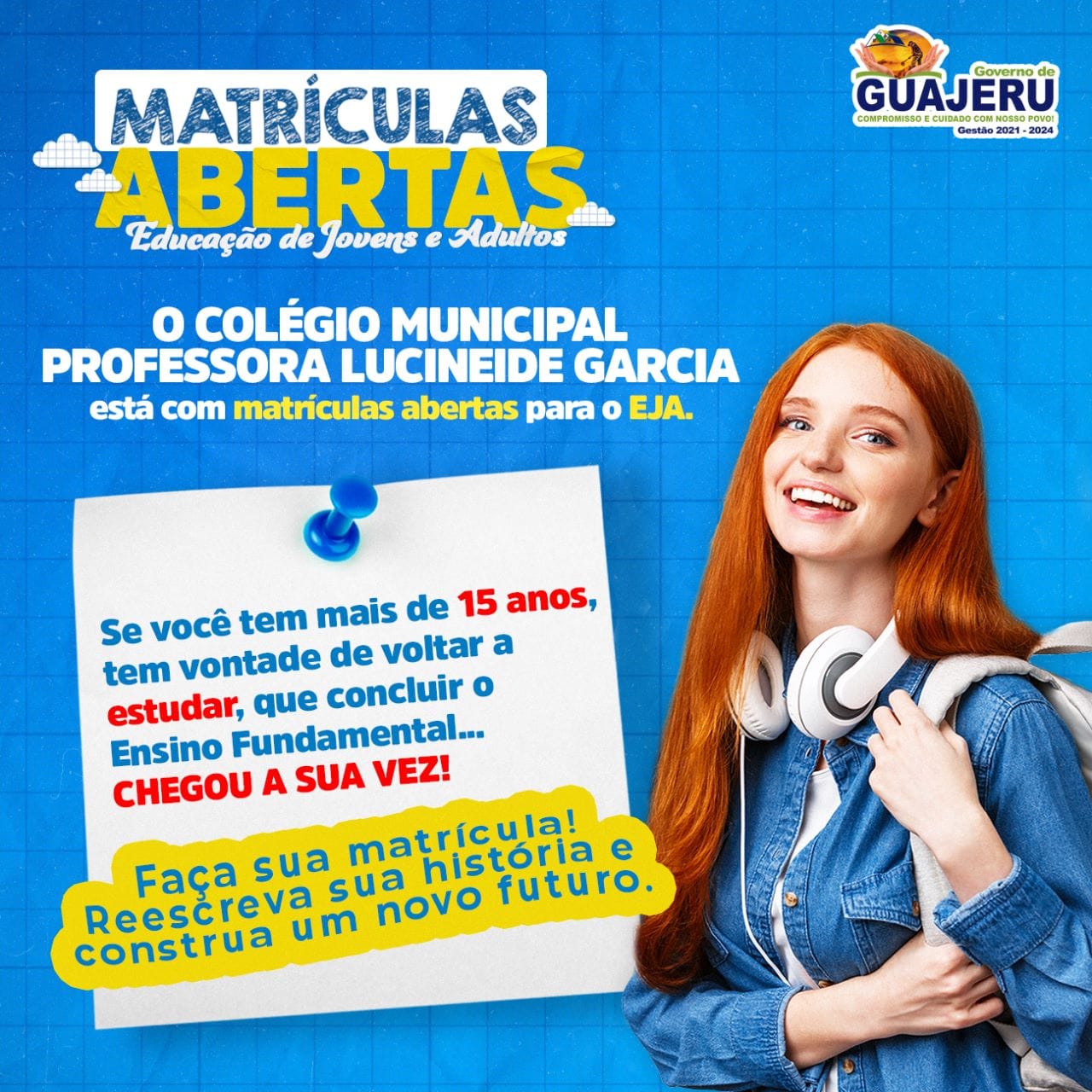 Secretária de Educação de Guajeru informa disponibilidade de formação de turmas para o EJA