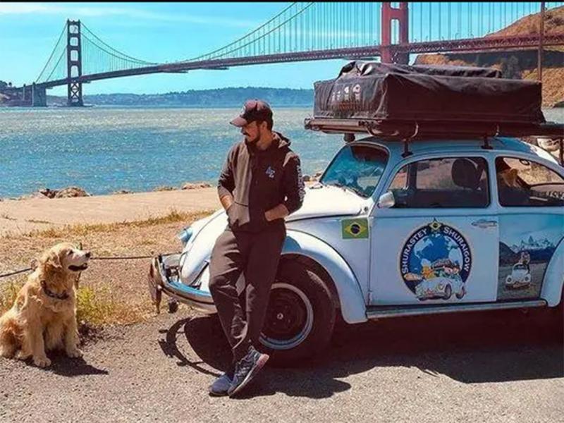 Brasileiro que viajava o mundo de fusca com seu cachorro, morre em acidente a dois dias do seu destino final