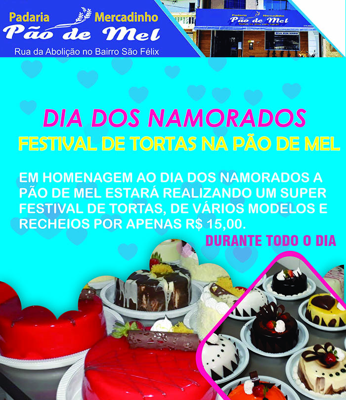 Brumado: Participe do grande Festival de Tortas no Dia dos Namorados na Pão de Mel