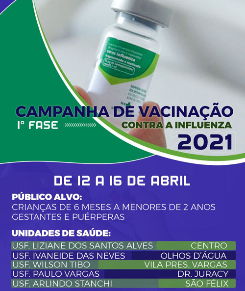 Brumado: Terá início nesta segunda (12) a campanha de vacinação contra a Influenza