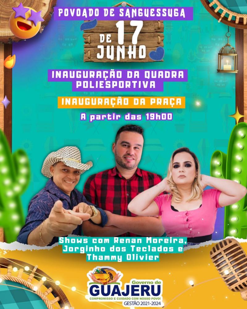 Quadra Poliesportiva e a praça será inaugurada no povoado de Sanguessuga em Guajeru