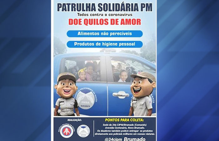 PM faz campanha para arrecadar alimentos para serem entregues as famílias carentes em Brumado