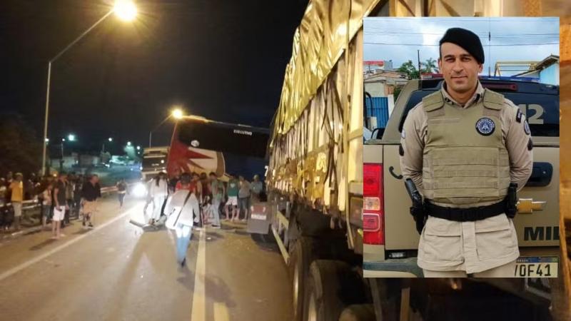 Policial militar morre após batida entre ônibus e carreta em Vitória da Conquista