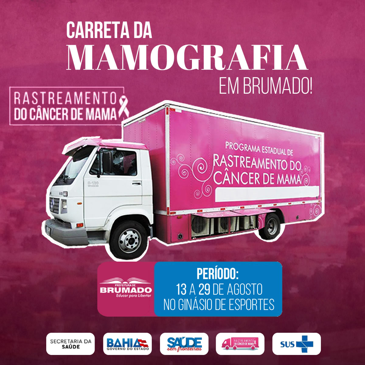 Prefeitura e SESAB irão realizar exames gratuitos de Mamografia em Brumado