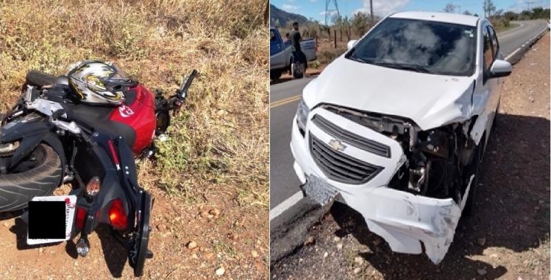 Colisão envolvendo carro e moto é registrado na BA-152 em Livramento de Nossa Senhora