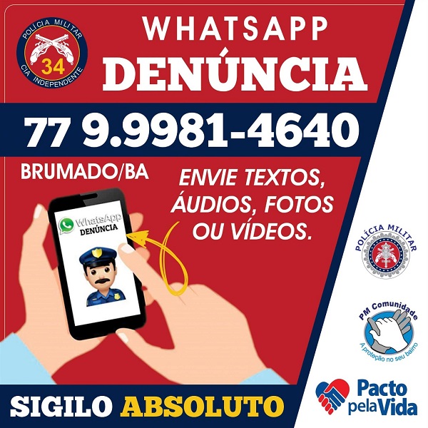 34ª CIPM disponibiliza WhatsApp para denúncias, totalmente seguro e com anonimato garantido