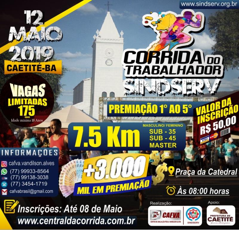 Abertas as Inscrições para a Corrida do Trabalhador Sindserv em Caetité; participe