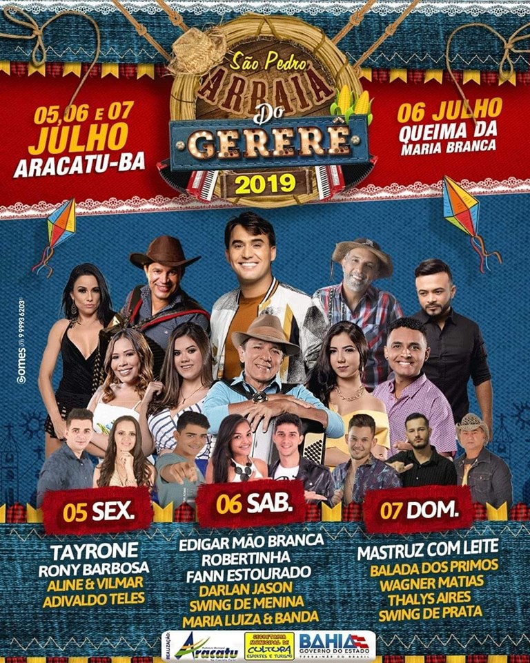 Divulgadas as atrações do Arraiá do Gererê, no São Pedro de Aracatu