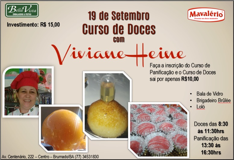 Bella Vista promoverá mais um curso com a Culinarista Viviane Heine 