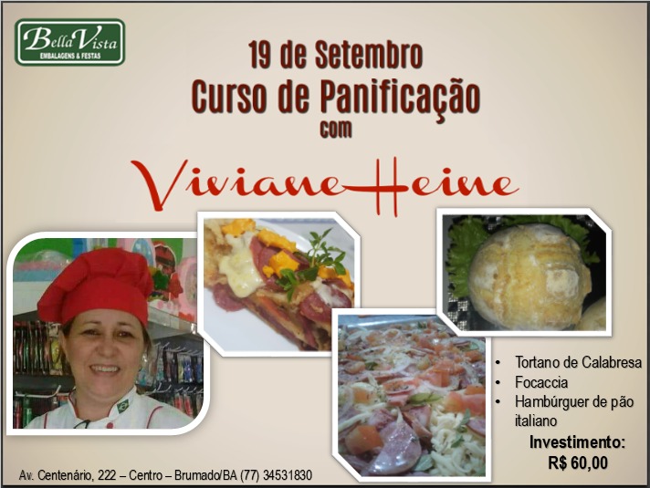 Bella Vista promoverá mais um curso com a Culinarista Viviane Heine 