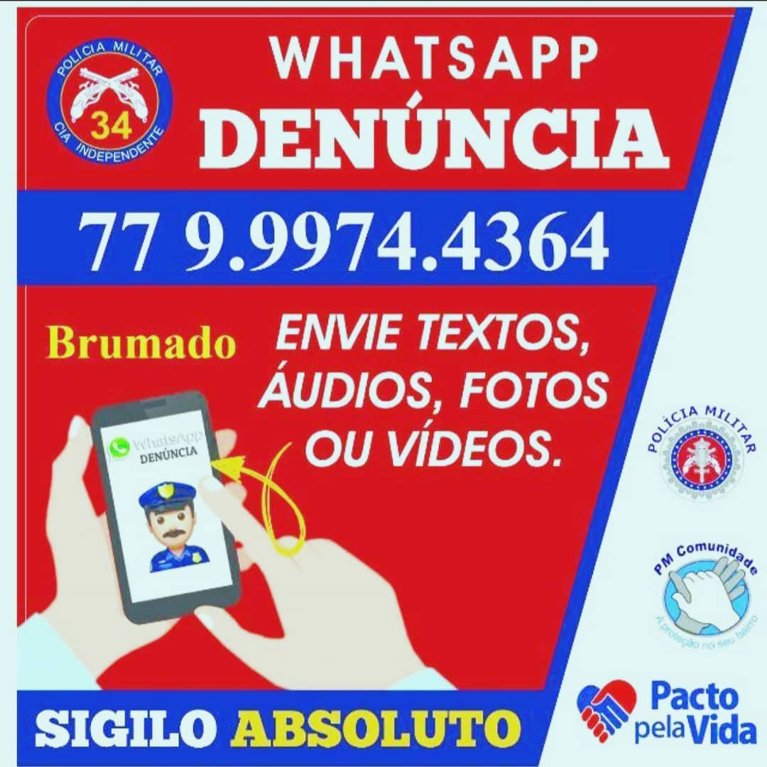 PM Comunidade: 34ª CIPM disponibiliza o WhatsApp Denúncia