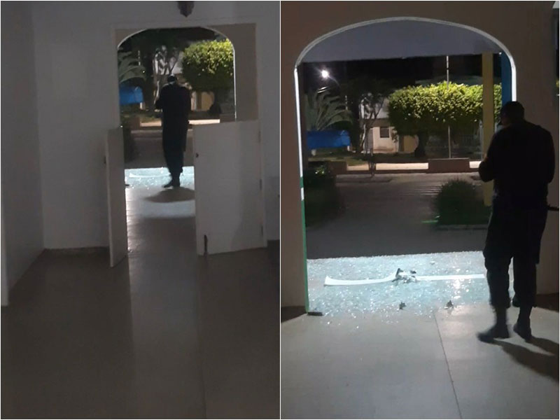 Em surto, mulher destrói porta de vidro do Hospital de Livramento e ameaça funcionários 