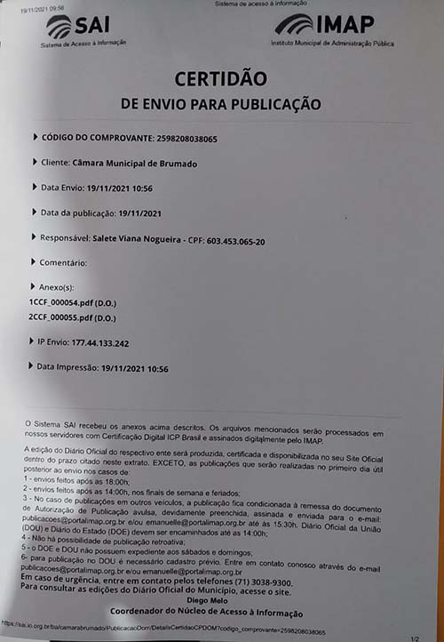 Brumado: Diretor da Câmara de Brumado passa por cima de ordem do vice-presidente e obriga retirada de publicação oficial