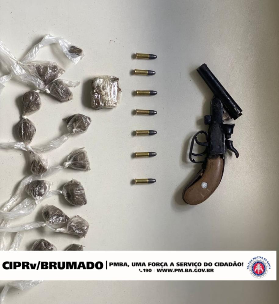 Polícia apreende droga e arma em posse de motociclista na estrada que liga Candiba a Sebastião Laranjeiras