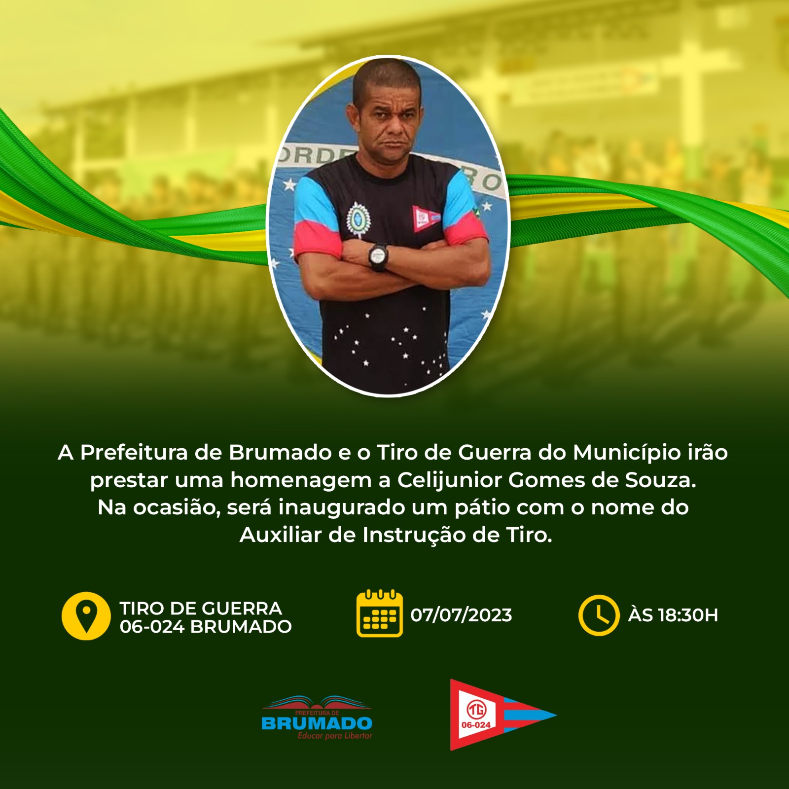 Brumado: Pátio será inaugurado no tiro de guerra com homenagem ao servidor Celijunior 