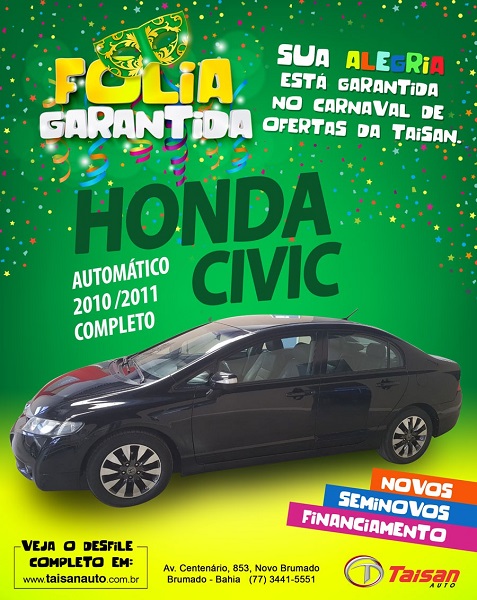 Aproveite a oportunidade e adquira o seu Honda Civic na Taisan Auto