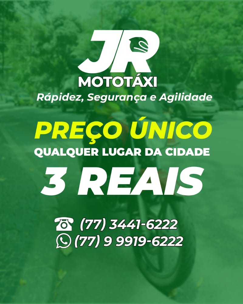 JR Mototáxi: Preço único para qualquer lugar da cidade