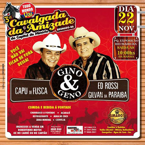 Vídeo: Gino & Geno convida para a Cavalgada da Amizade que acontecerá no dia 22/11 em Brumado