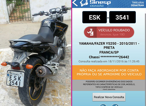 Moto com restrição de roubo é apreendida em Aracatu