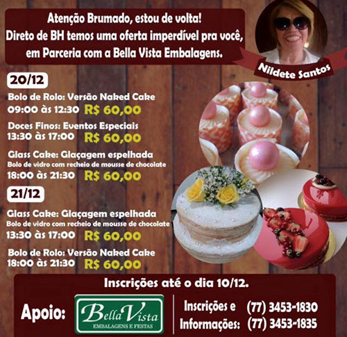 Oportunidade: Culinarista de Belo Horizonte estará em Brumado realizando curso de Cake Designer