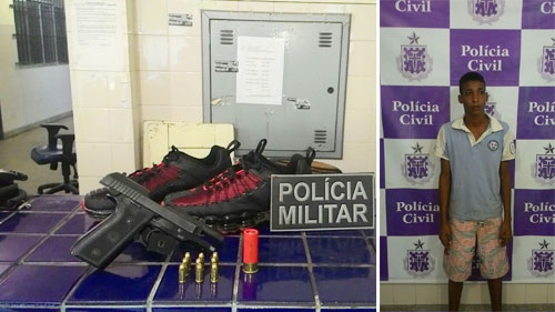 Jovem é preso em Brumado com produto furtado e Pistola .380 na cintura