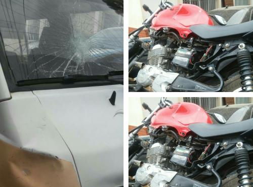 Van Escolar e Motocicleta se envolvem em acidente no Bairro Urbis 2 em Brumado