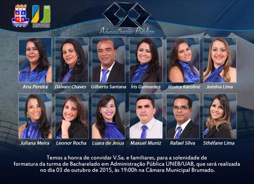 Formandos em Administração da UAB convidam a todos para a solenidade de formatura