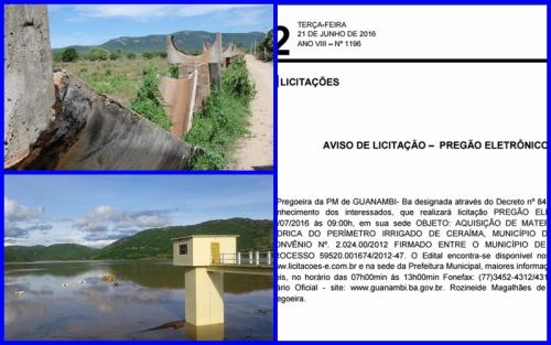LANÇADA LICITAÇÃO PARA REVITALIZAÇÃO DO PERÍMETRO IRRIGADO DE CERAIMA EM GUANAMBI
