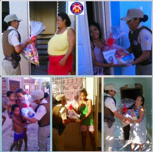 34ªCIPM CONTEMPLA FAMÍLIAS DOANDO CESTAS SOLIDÁRIAS EM BRUMADO