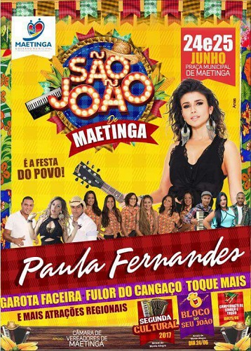 Após Psirico no aniversário da cidade, agora é a vez de Paula Fernandes no São João de Maetinga