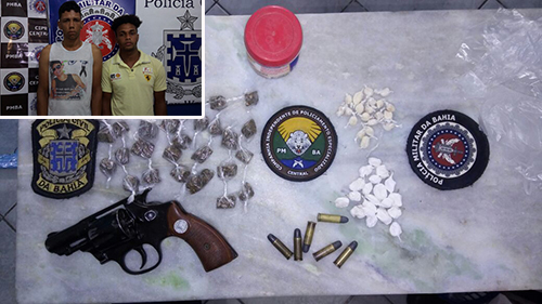 Duas pessoas são presas e arma e drogas apreendidas em ação conjunta da polícia